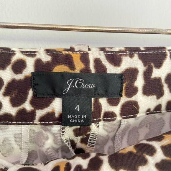 J. Crew Snowcat Leopard Print Slim Dress Pants Size 4 - Picture 2 of 5